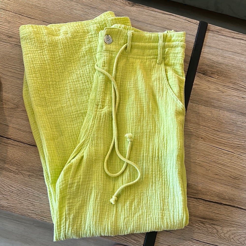 Bright Yellow Textured Pants